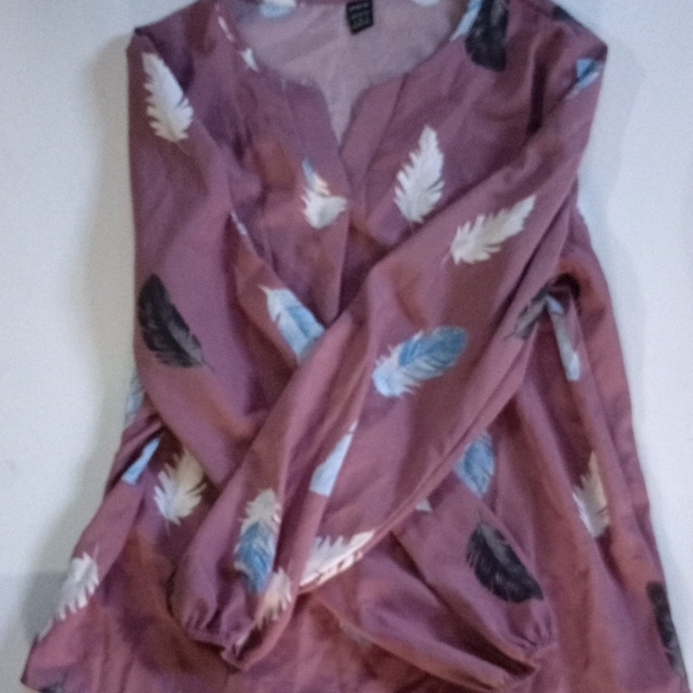 SHEIN Pink Long Sleeve Relaxed Blouse